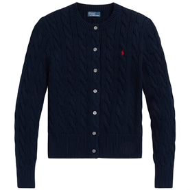 Polo Ralph Lauren Cable-Knit Cotton Crewneck Cardigan, Hunter Navy